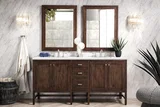 Addison 72" Double Vanity, Mid-Century Acacia w/ 3 CM White Zeus Silestone Top