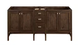 Addison 72" Double Vanity, Mid-Century Acacia w/ 3 CM White Zeus Silestone Top