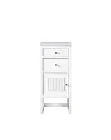 Athens 15" Base Cabinet w/ Drawers and Left Door, Glossy White w/ 3 CM Carrara Marble Top