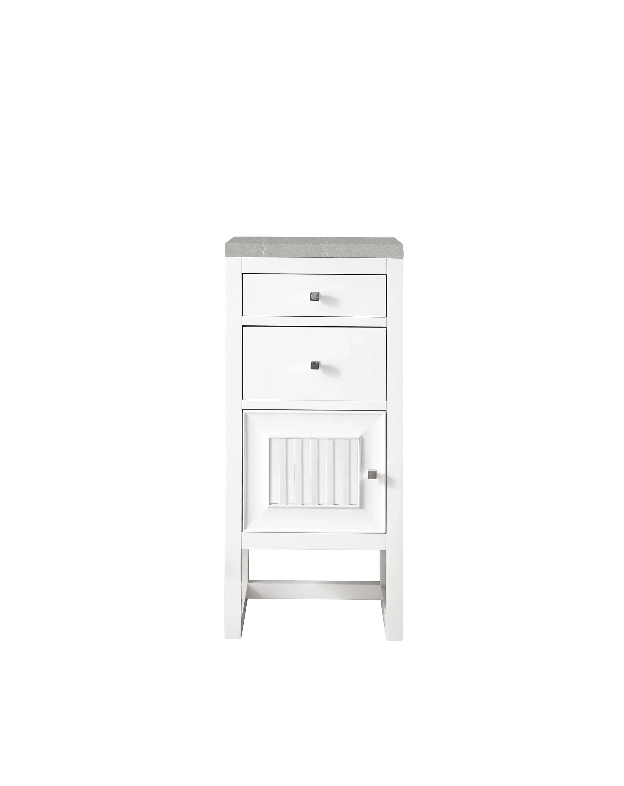 Athens 15" Base Cabinet w/ Drawers and Left Door, Glossy White w/ 3 CM Eternal Serena Top