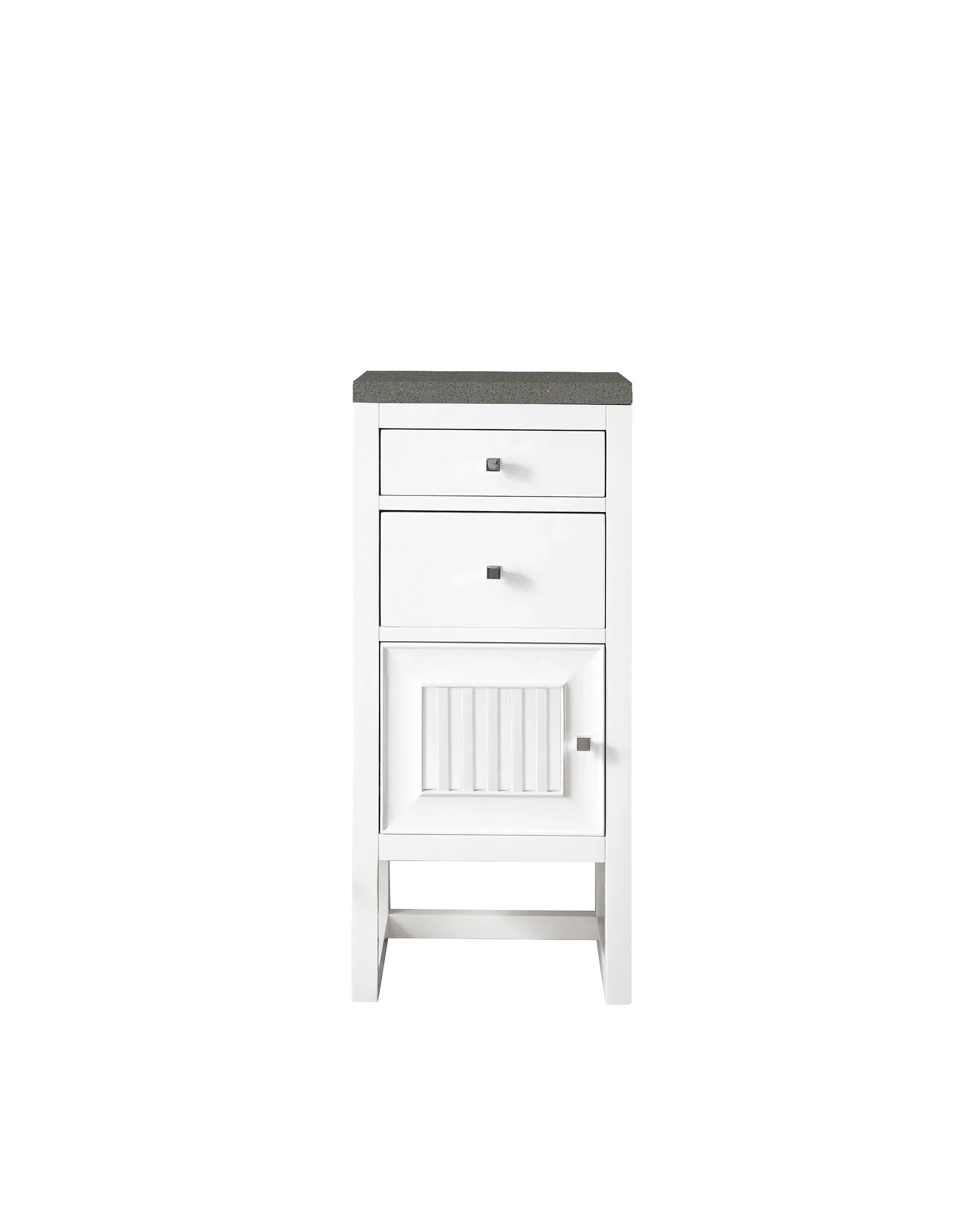 Athens 15" Base Cabinet w/ Drawers and Left Door, Glossy White w/ 3 CM Grey Expo Silestone Top