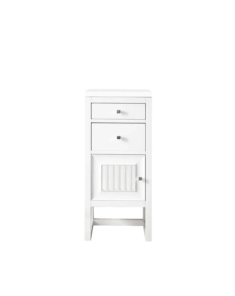 Athens 15" Base Cabinet w/ Drawers and Left Door, Glossy White w/ 3 CM White Zeus Silestone Top