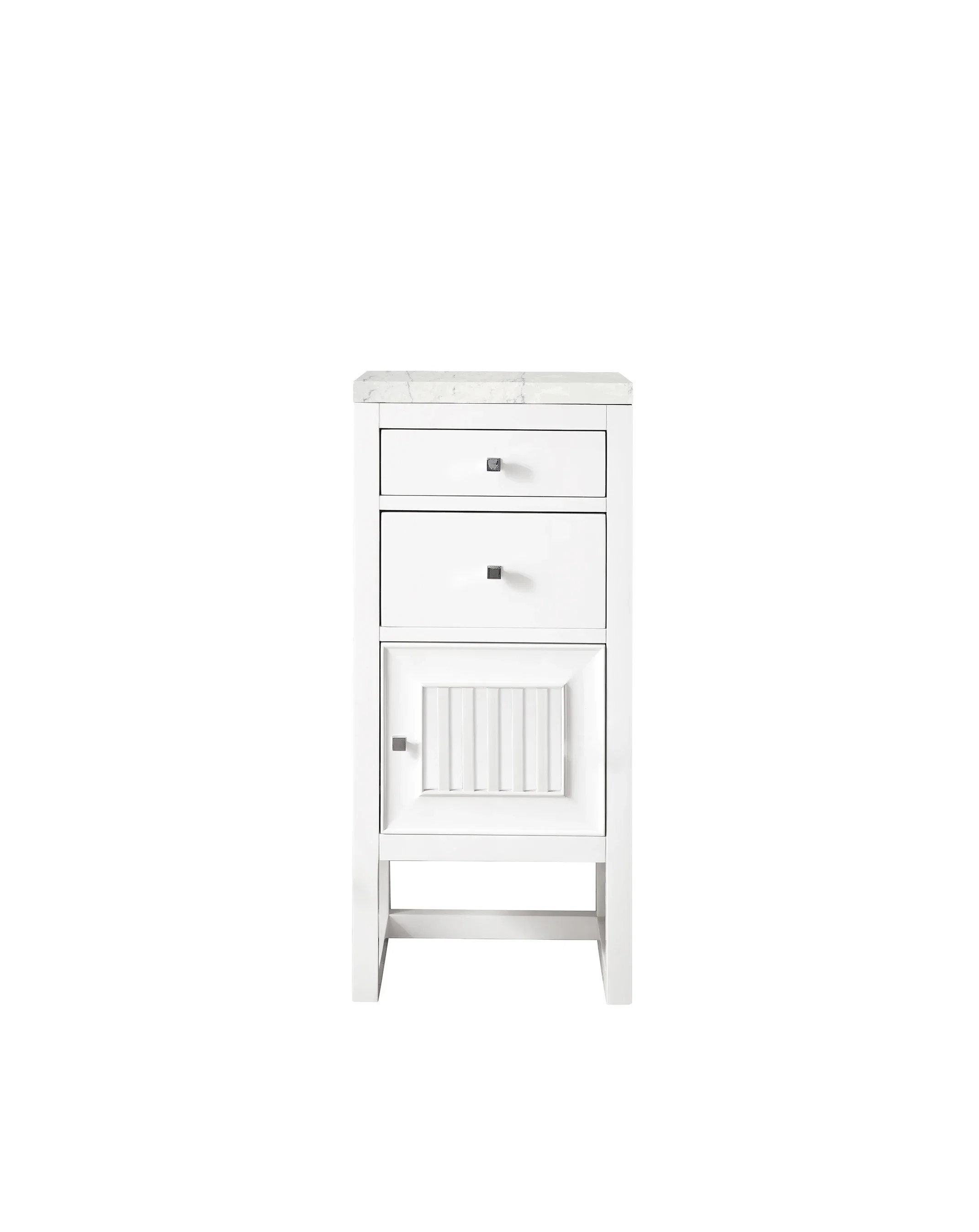 Athens 15" Base Cabinet w/ Drawers and Right Door, Glossy White w/ 3 CM Eternal Jasmine Pearl Silestone Top