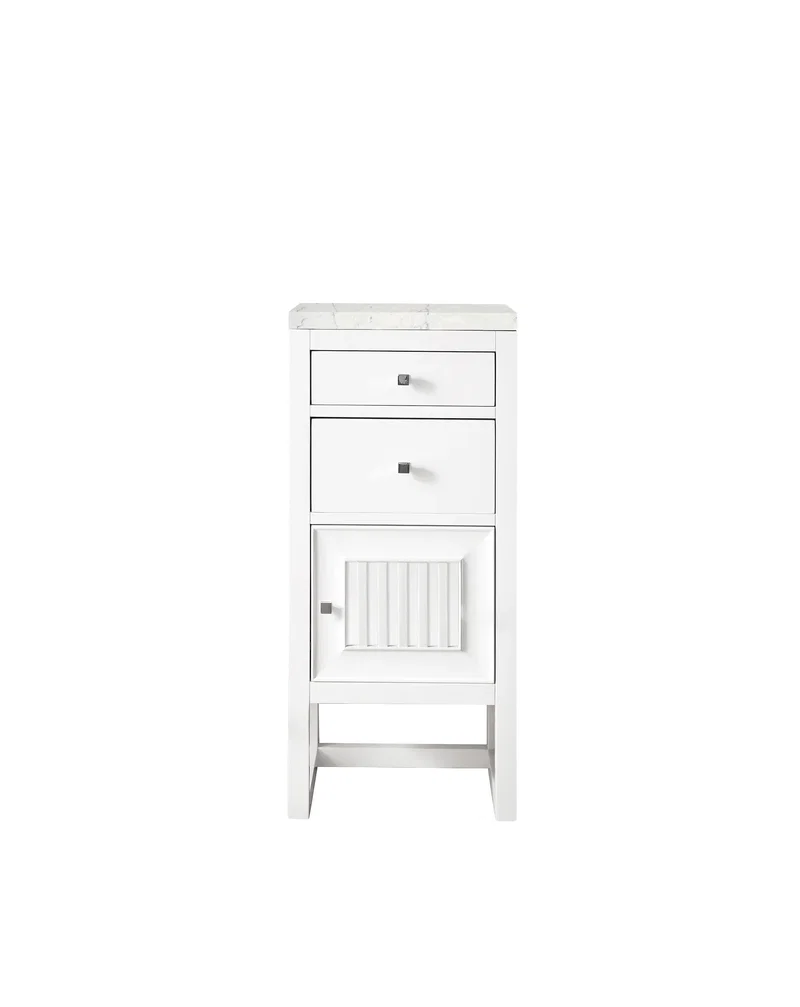 Athens 15" Base Cabinet w/ Drawers and Right Door, Glossy White w/ 3 CM Eternal Jasmine Pearl Silestone Top