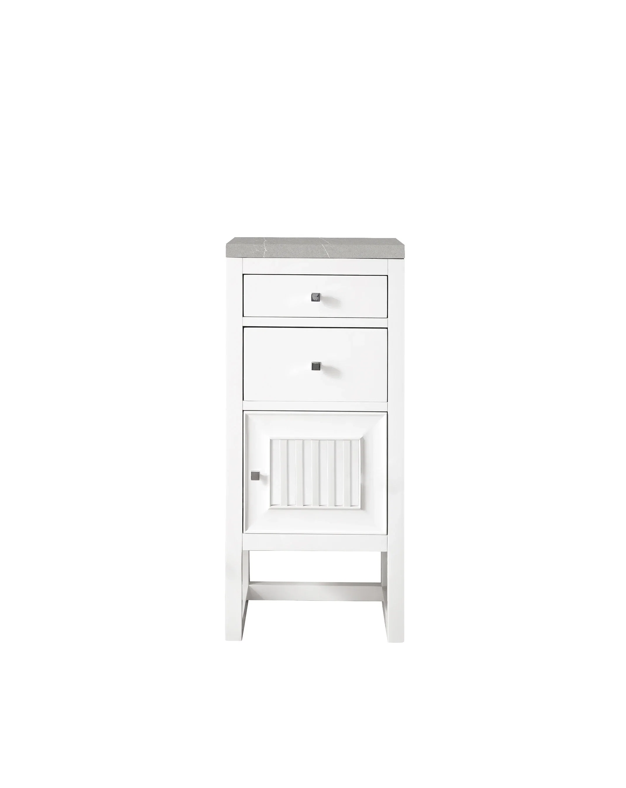 Athens 15" Base Cabinet w/ Drawers and Right Door, Glossy White w/ 3 CM Eternal Serena Top