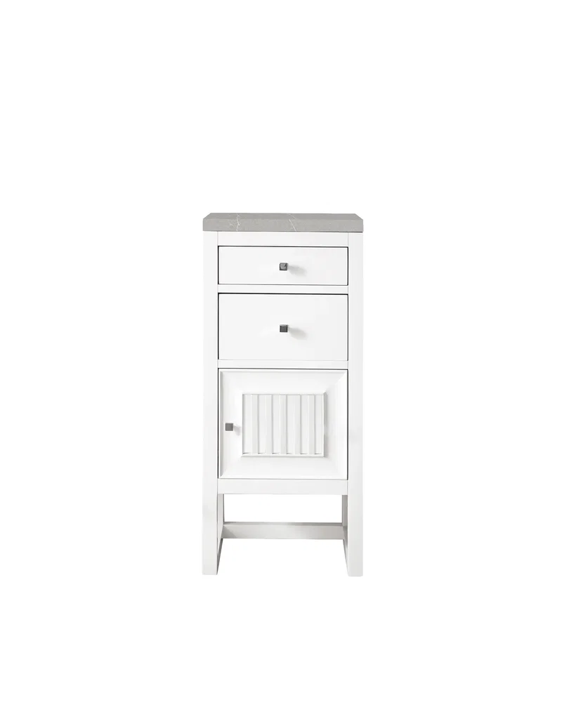 Athens 15" Base Cabinet w/ Drawers and Right Door, Glossy White w/ 3 CM Eternal Serena Top