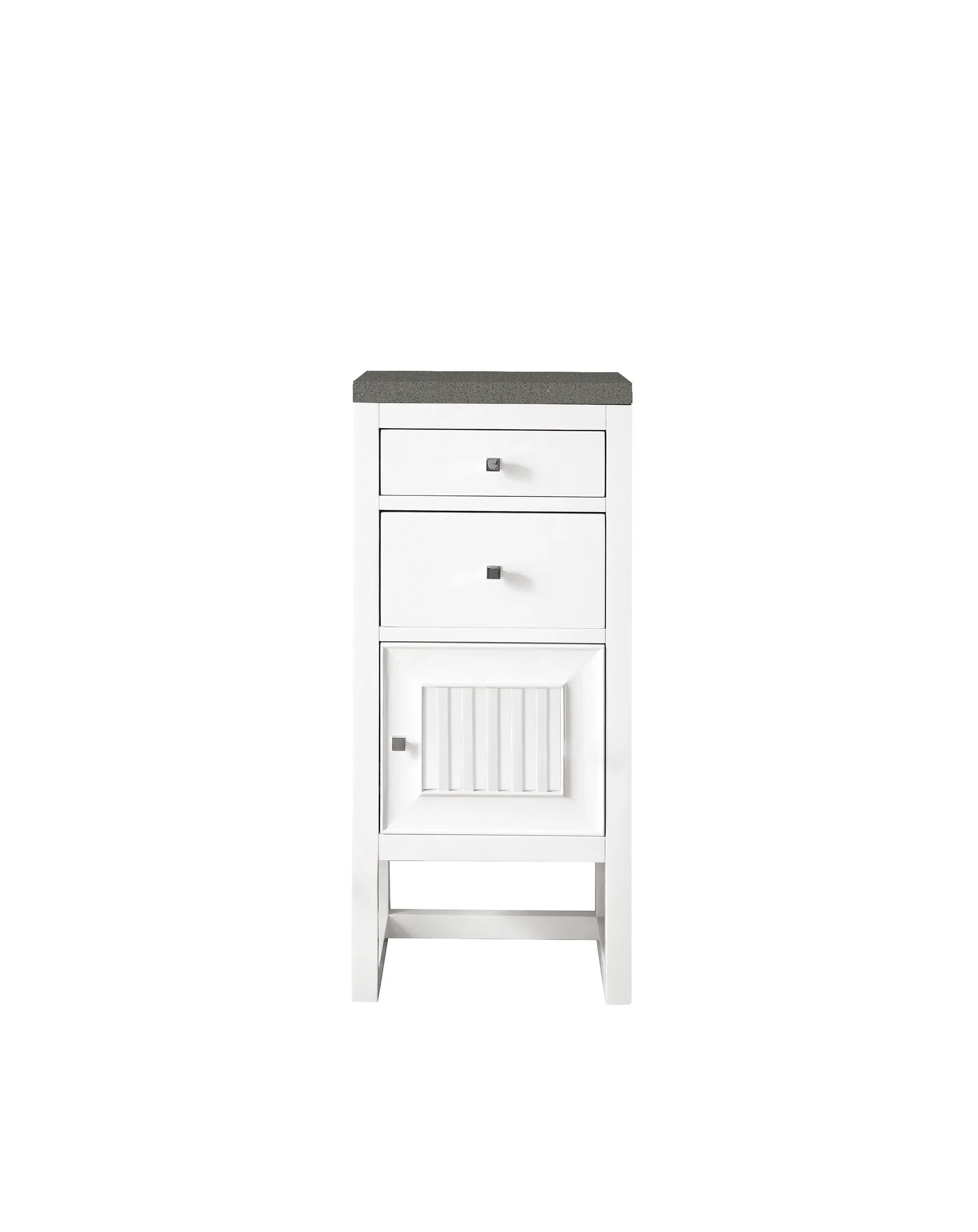 Athens 15" Base Cabinet w/ Drawers and Right Door, Glossy White w/ 3 CM Grey Expo Silestone Top