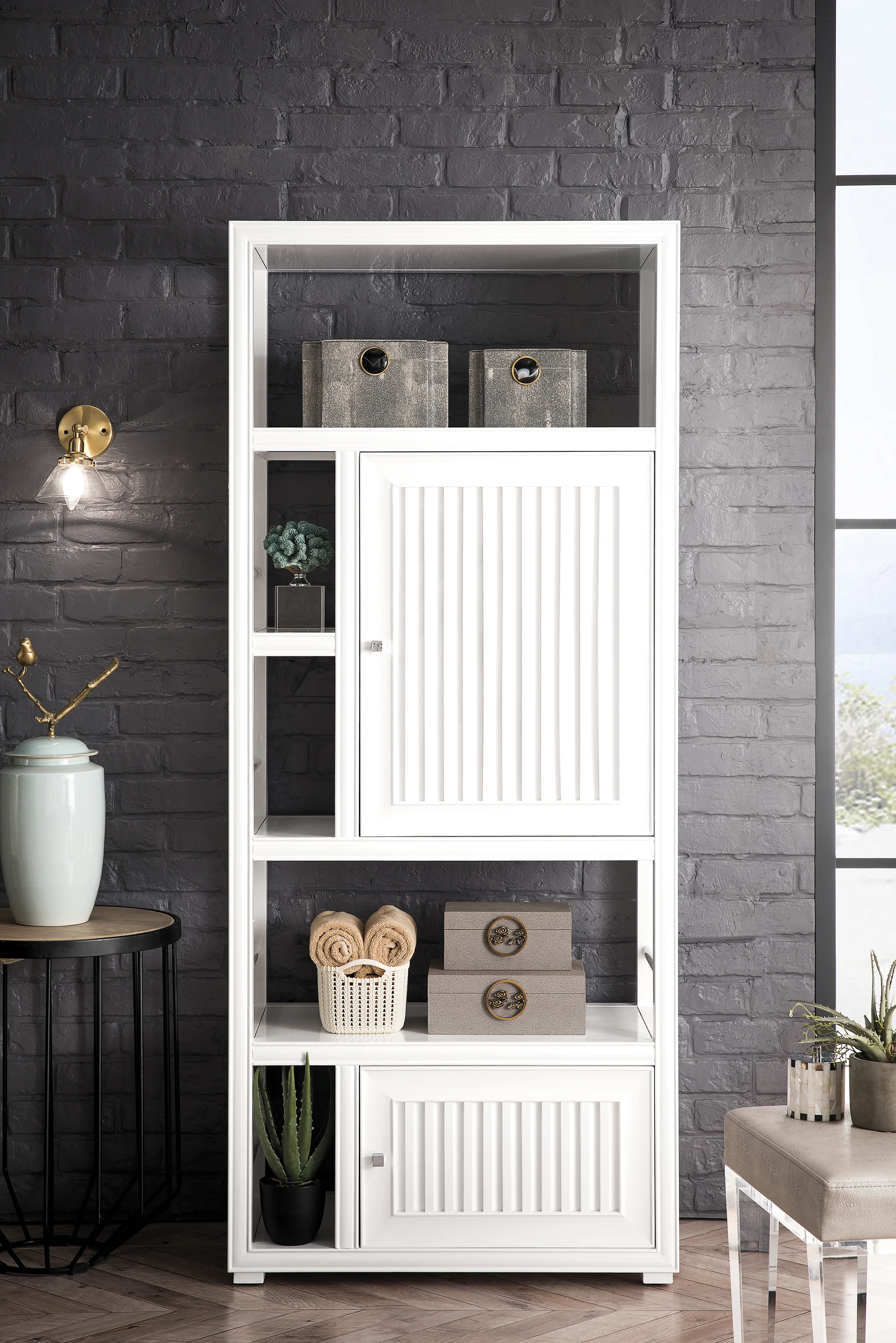 Athens 30" Double-Sided Linen Cabinet, Glossy White