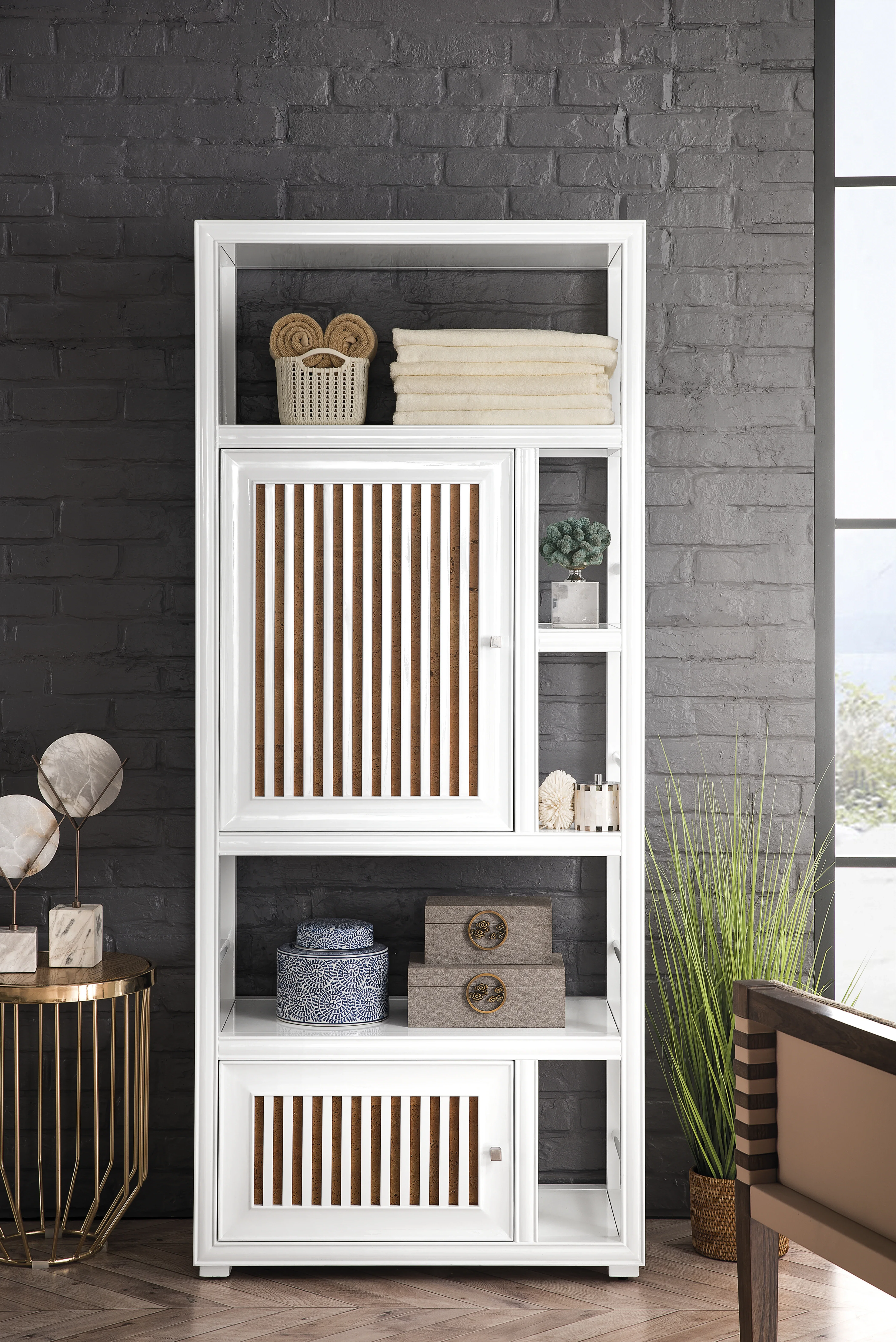 Athens 30" Double-Sided Linen Cabinet, Glossy White