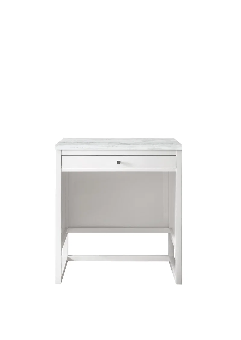 Athens 30" Countertop Unit, Glossy White w/ 3 CM Arctic Fall Solid Surface Top