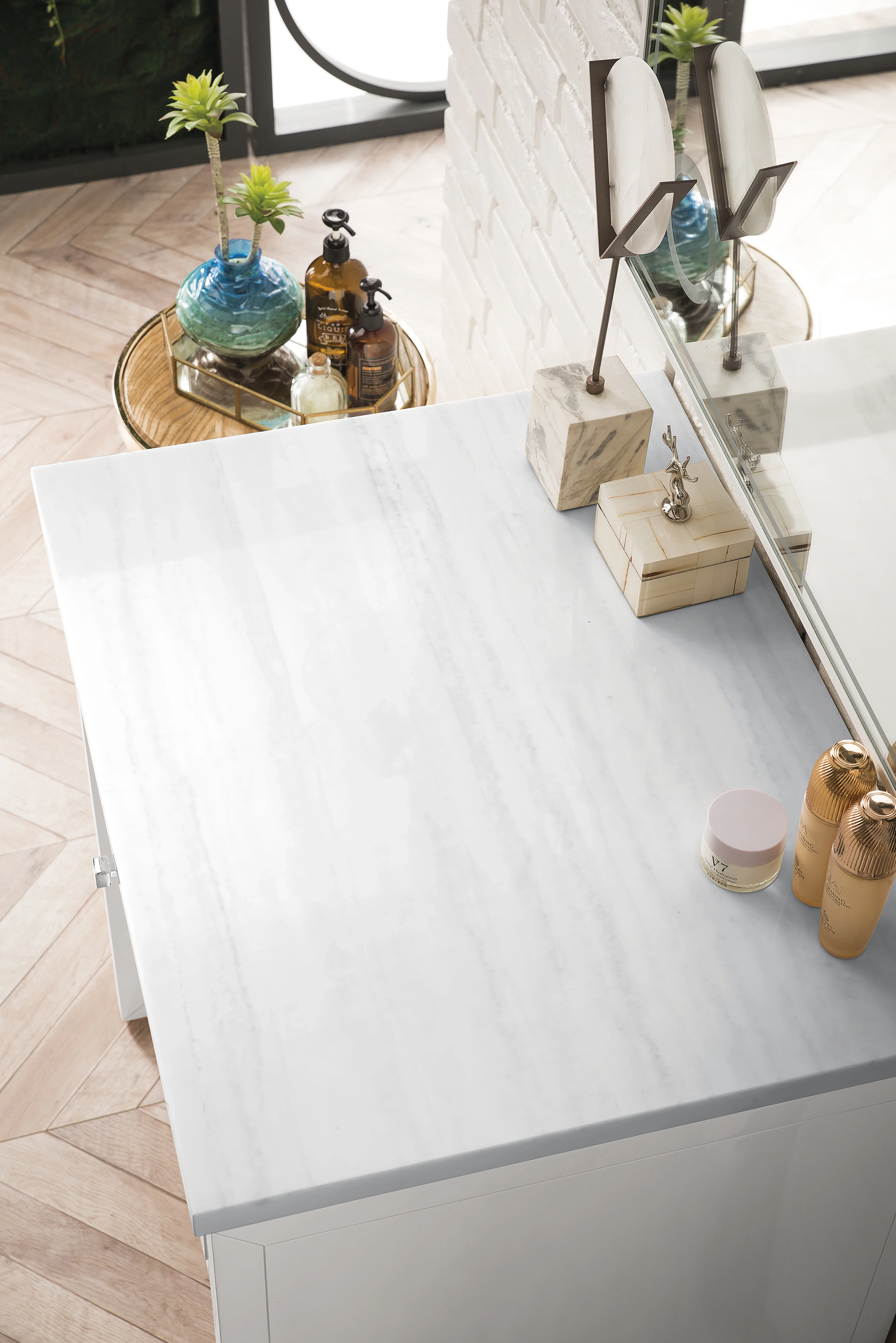 Athens 30" Countertop Unit, Glossy White w/ 3 CM Arctic Fall Solid Surface Top