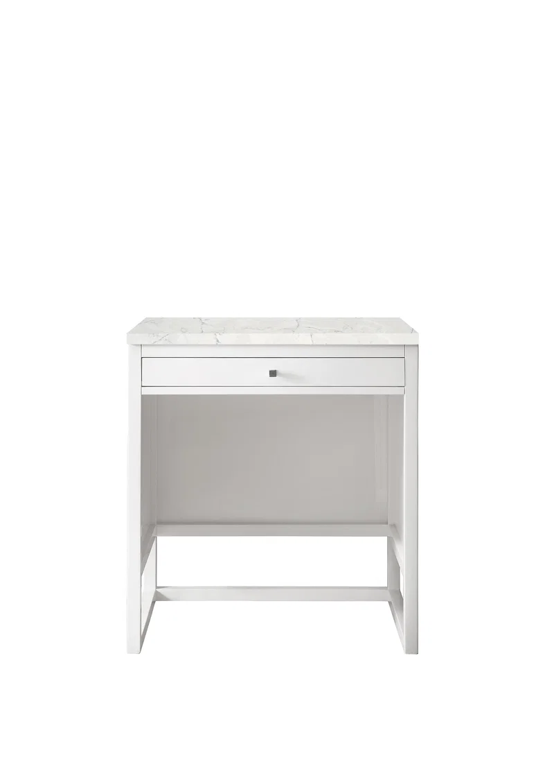 Athens 30" Countertop Unit, Glossy White w/ 3 CM Eternal Jasmine Pearl Silestone Top