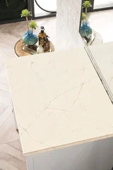 Athens 30" Countertop Unit, Glossy White w/ 3 CM Eternal Marfil Top