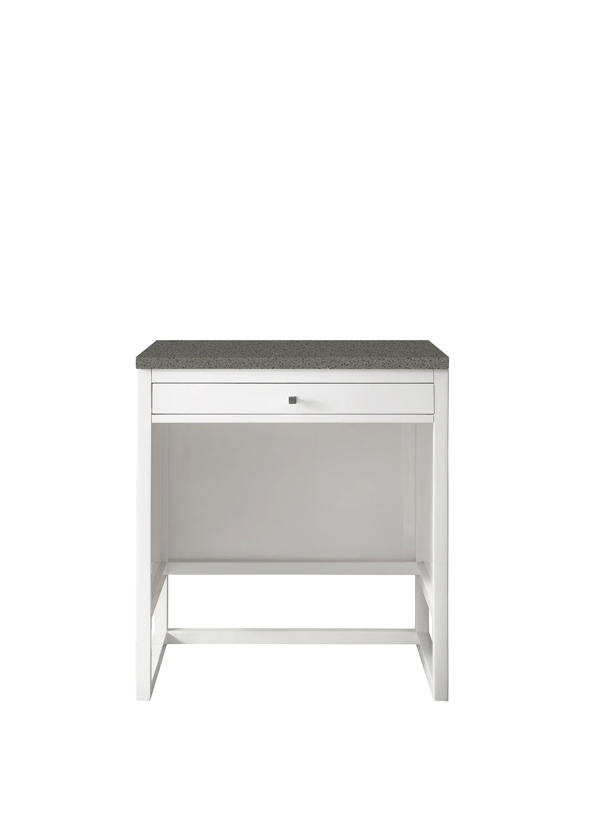 Athens 30" Countertop Unit, Glossy White w/ 3 CM Grey Expo Silestone Top