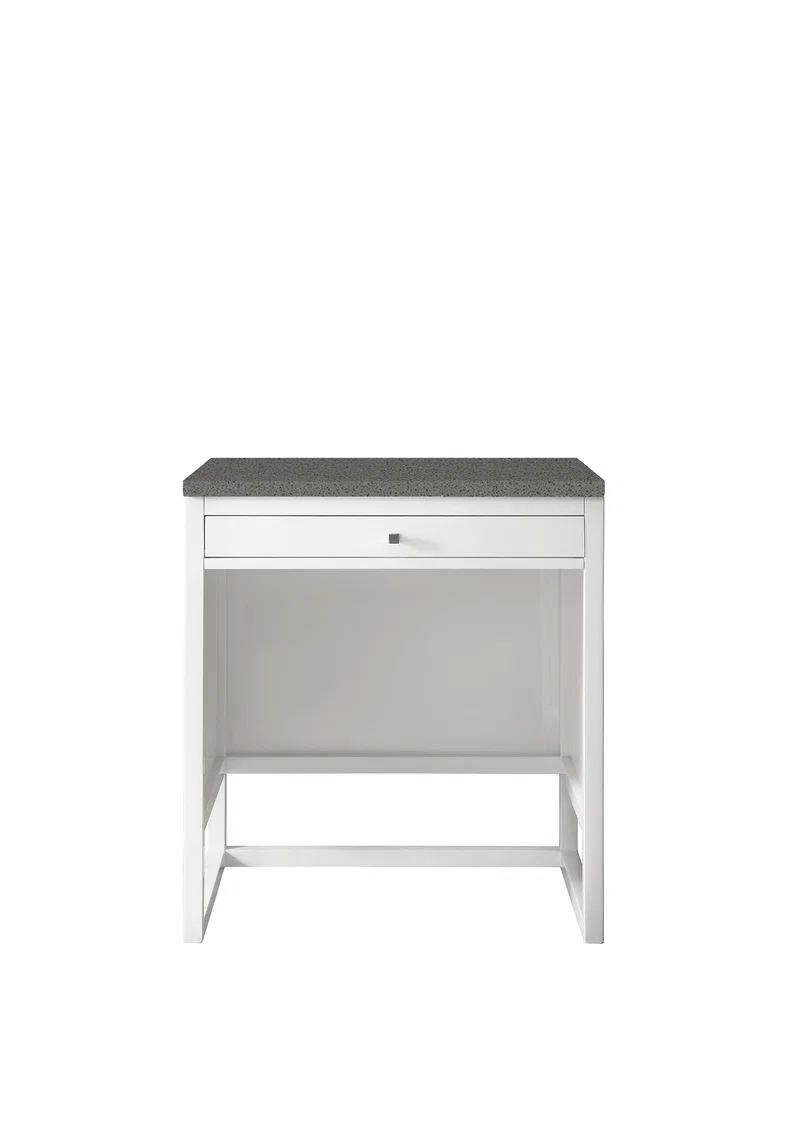 Athens 30" Countertop Unit, Glossy White w/ 3 CM Grey Expo Silestone Top