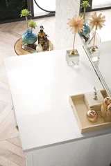 Athens 30" Countertop Unit, Glossy White w/ 3 CM White Zeus Silestone Top