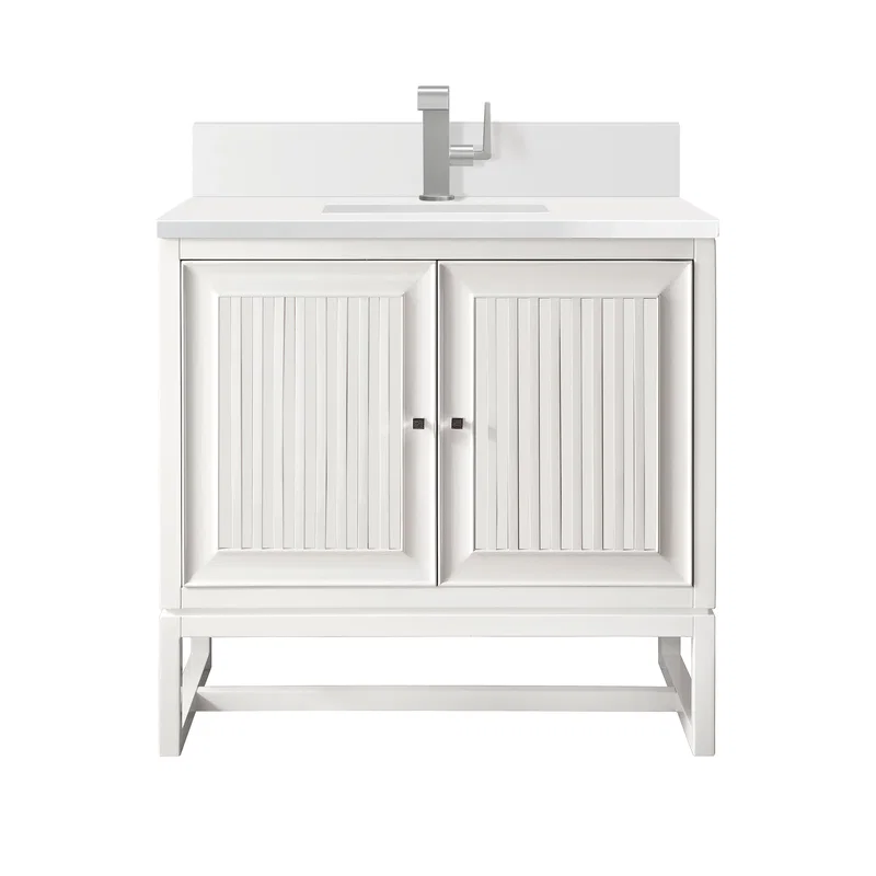 Athens 30" Single Vanity, Glossy White w/ Single Hole 3 CM White Zeus Silestone Top & Backsplash
