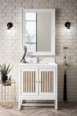 Athens 30" Single Vanity, Glossy White w/ Single Hole 3 CM White Zeus Silestone Top & Backsplash