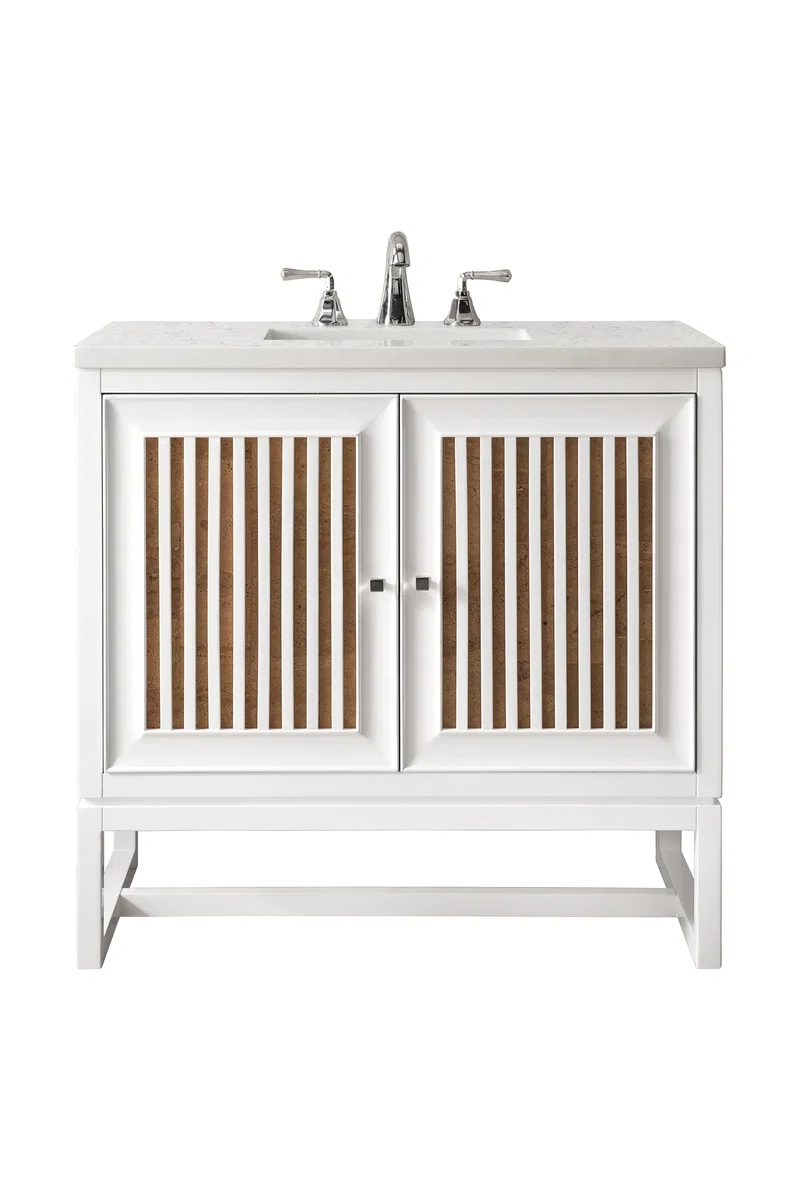 Athens 30" Single Vanity, Glossy White w/ 3 CM Carrara White Top