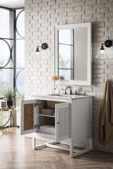 Athens 30" Single Vanity, Glossy White w/ 3 CM Carrara White Top