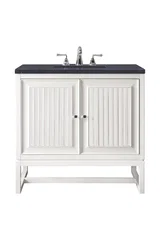 Athens 30" Single Vanity, Glossy White w/ 3 CM Charcoal Soapstone Silestone Top