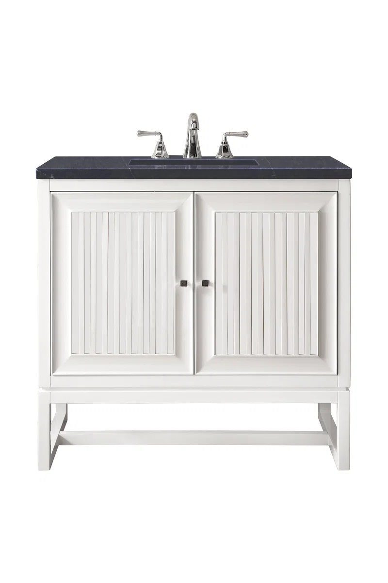 Athens 30" Single Vanity, Glossy White w/ 3 CM Charcoal Soapstone Silestone Top