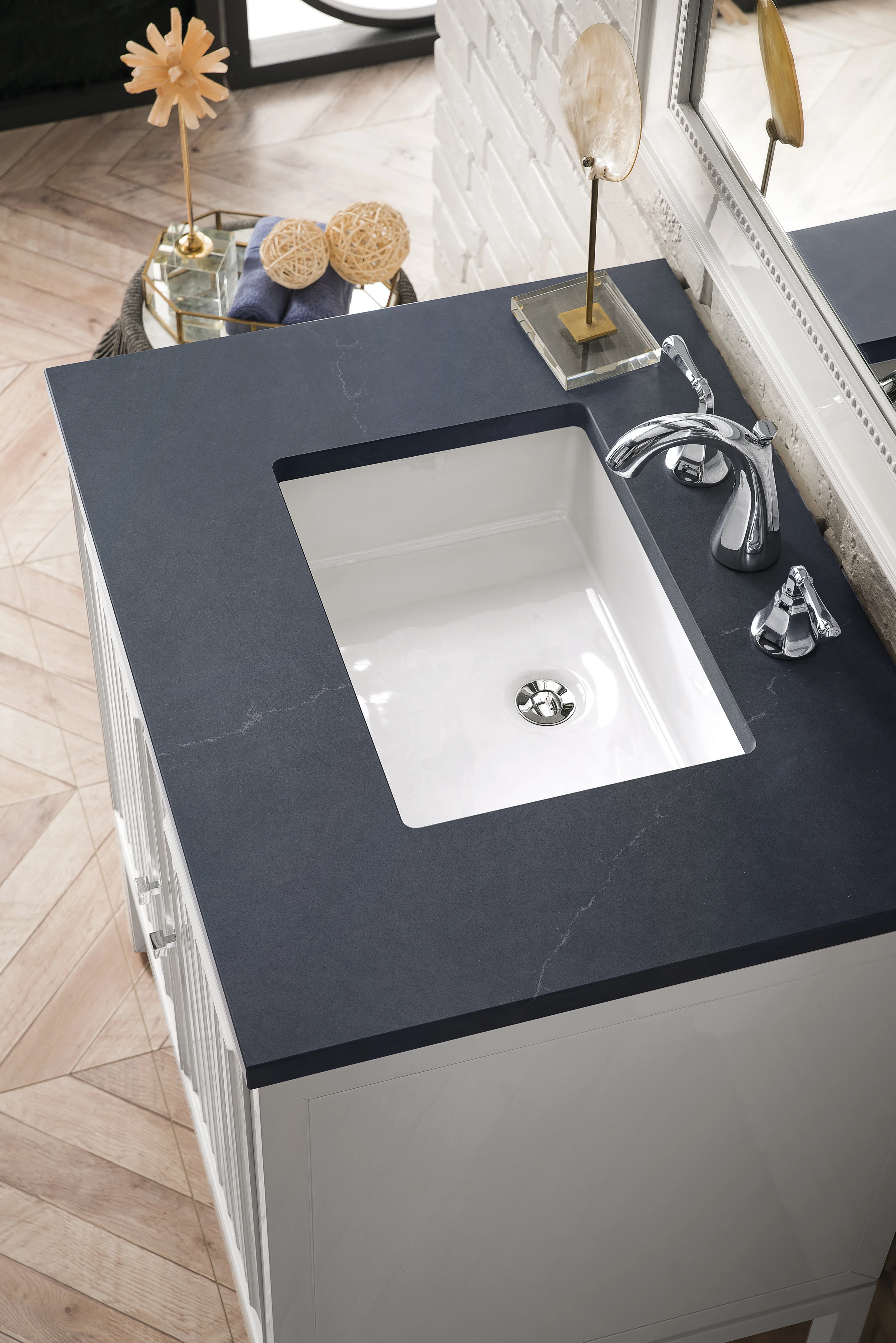 Athens 30" Single Vanity, Glossy White w/ 3 CM Charcoal Soapstone Silestone Top