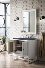 Athens 30" Single Vanity, Glossy White w/ 3 CM Charcoal Soapstone Silestone Top