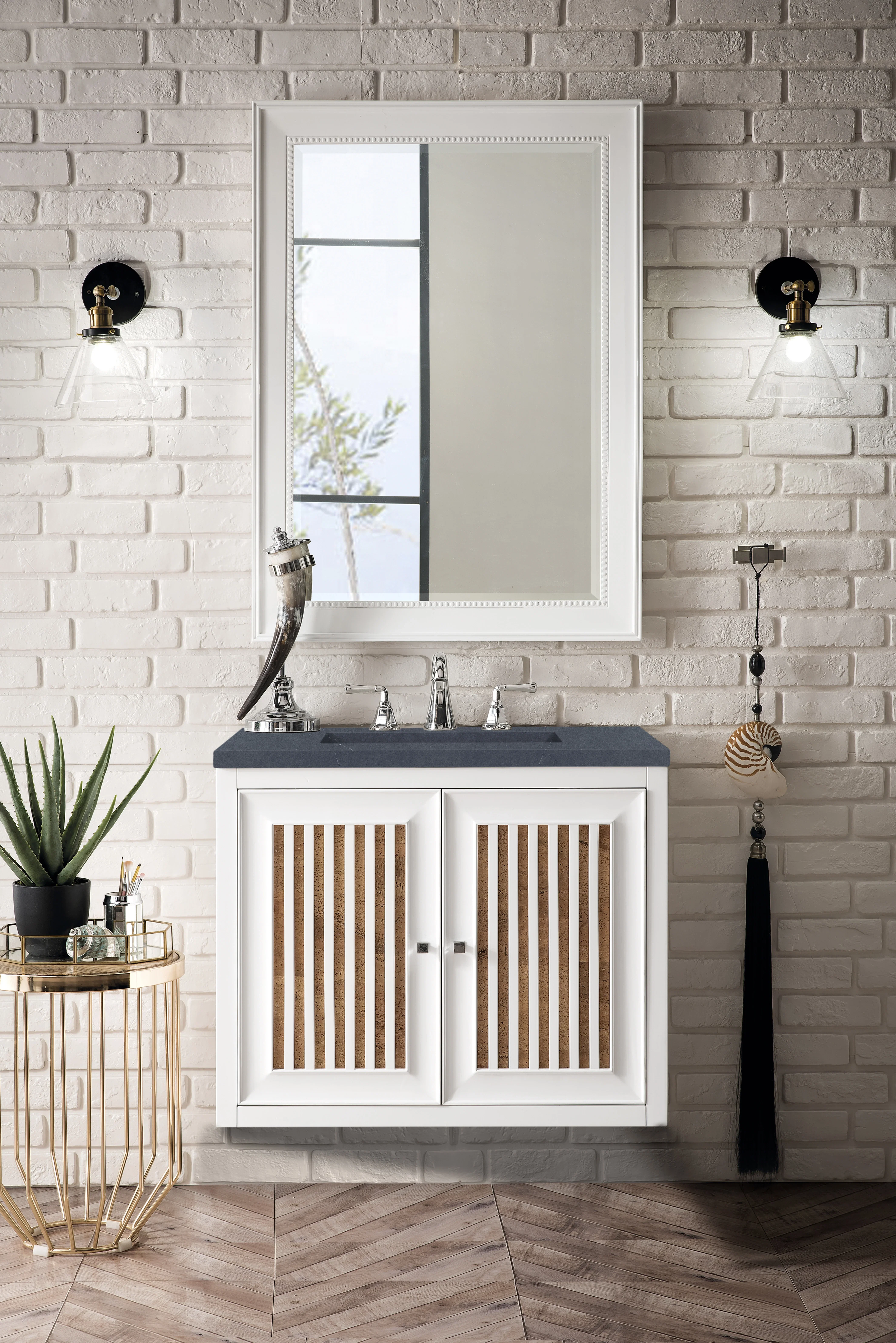 Athens 30" Single Vanity, Glossy White w/ 3 CM Charcoal Soapstone Silestone Top