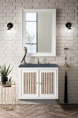 Athens 30" Single Vanity, Glossy White w/ 3 CM Charcoal Soapstone Silestone Top