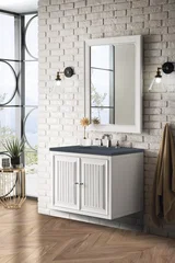 Athens 30" Single Vanity, Glossy White w/ 3 CM Charcoal Soapstone Silestone Top
