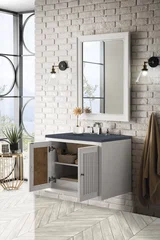 Athens 30" Single Vanity, Glossy White w/ 3 CM Charcoal Soapstone Silestone Top