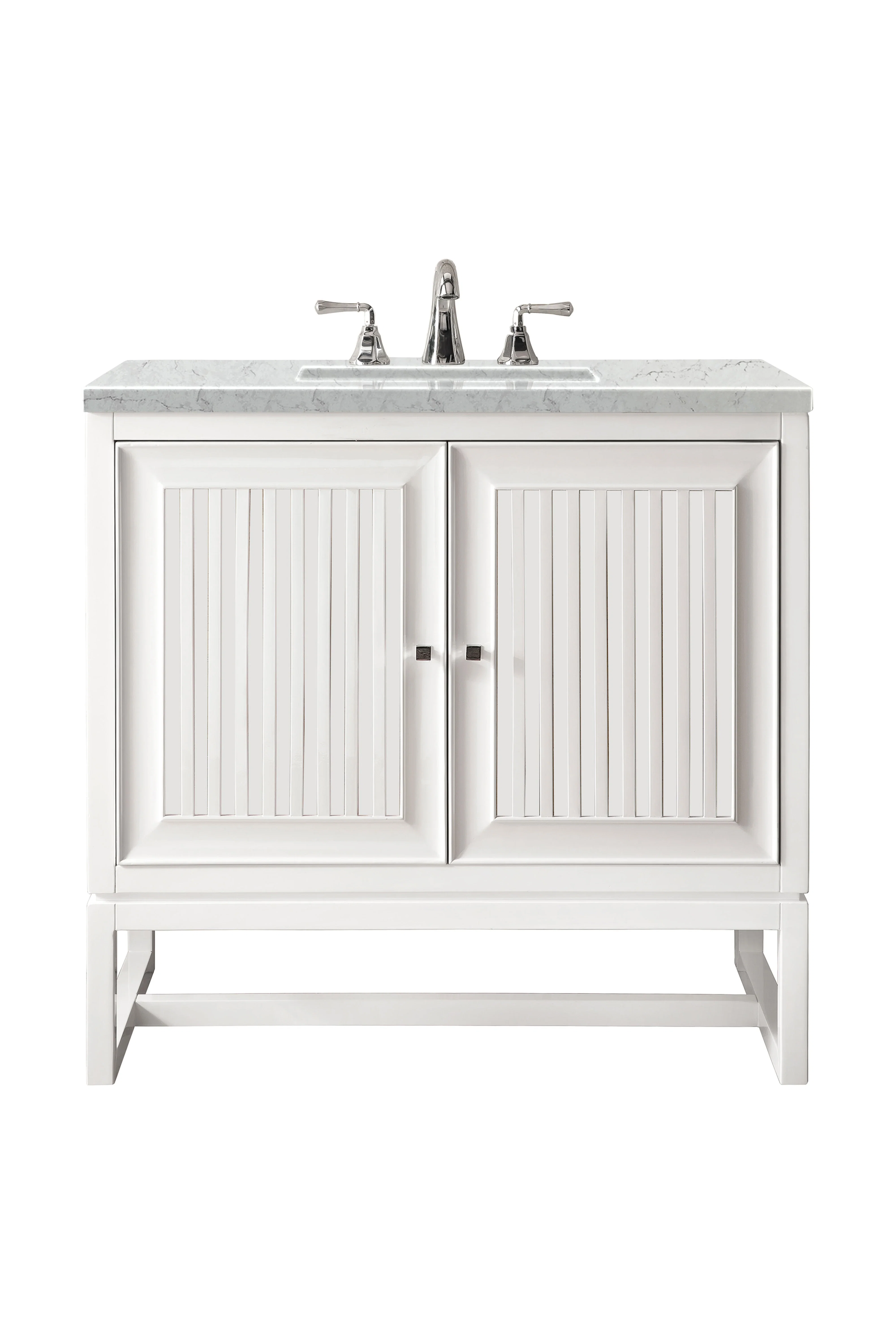 Athens 30" Single Vanity, Glossy White w/ 3 CM Eternal Jasmine Pearl Silestone Top