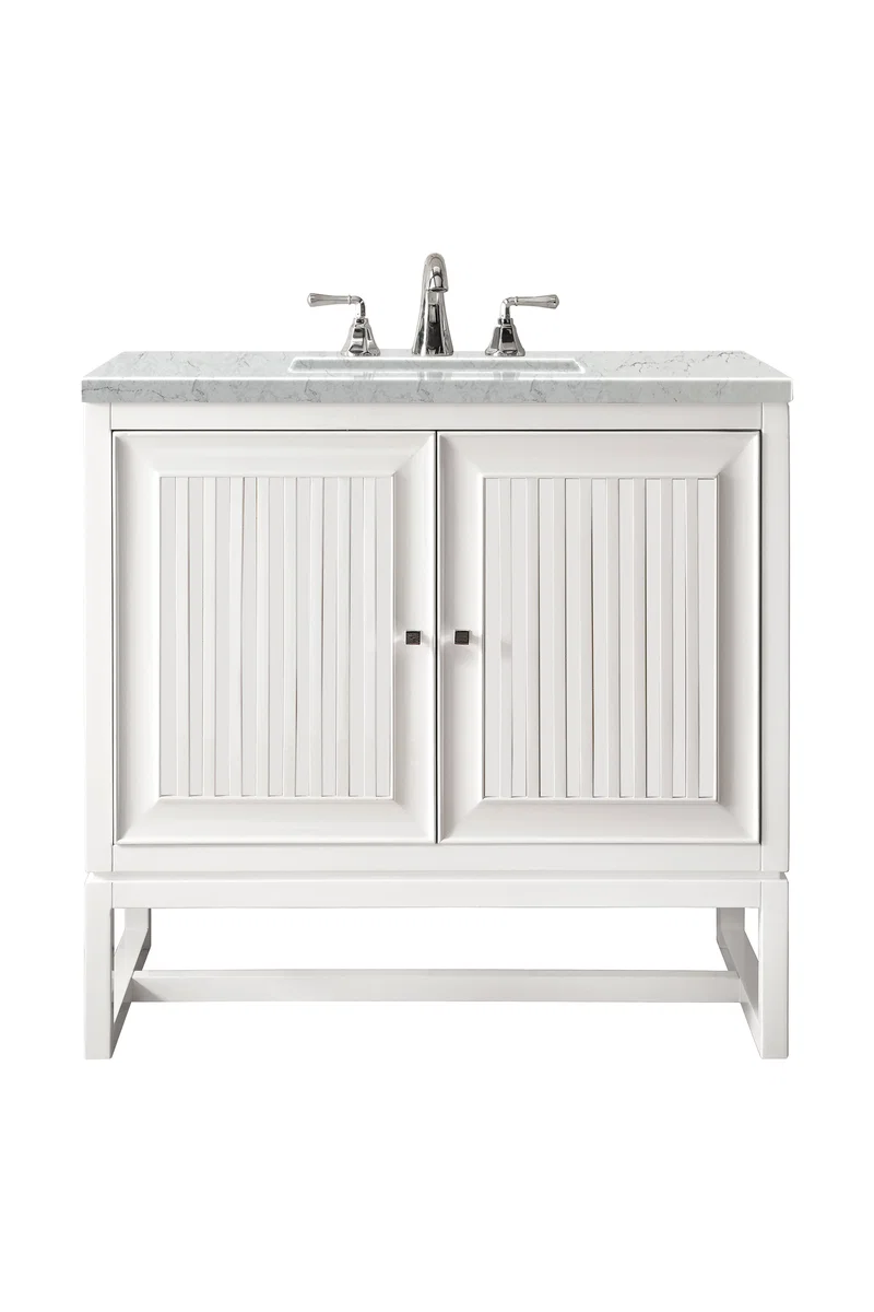 Athens 30" Single Vanity, Glossy White w/ 3 CM Eternal Jasmine Pearl Silestone Top