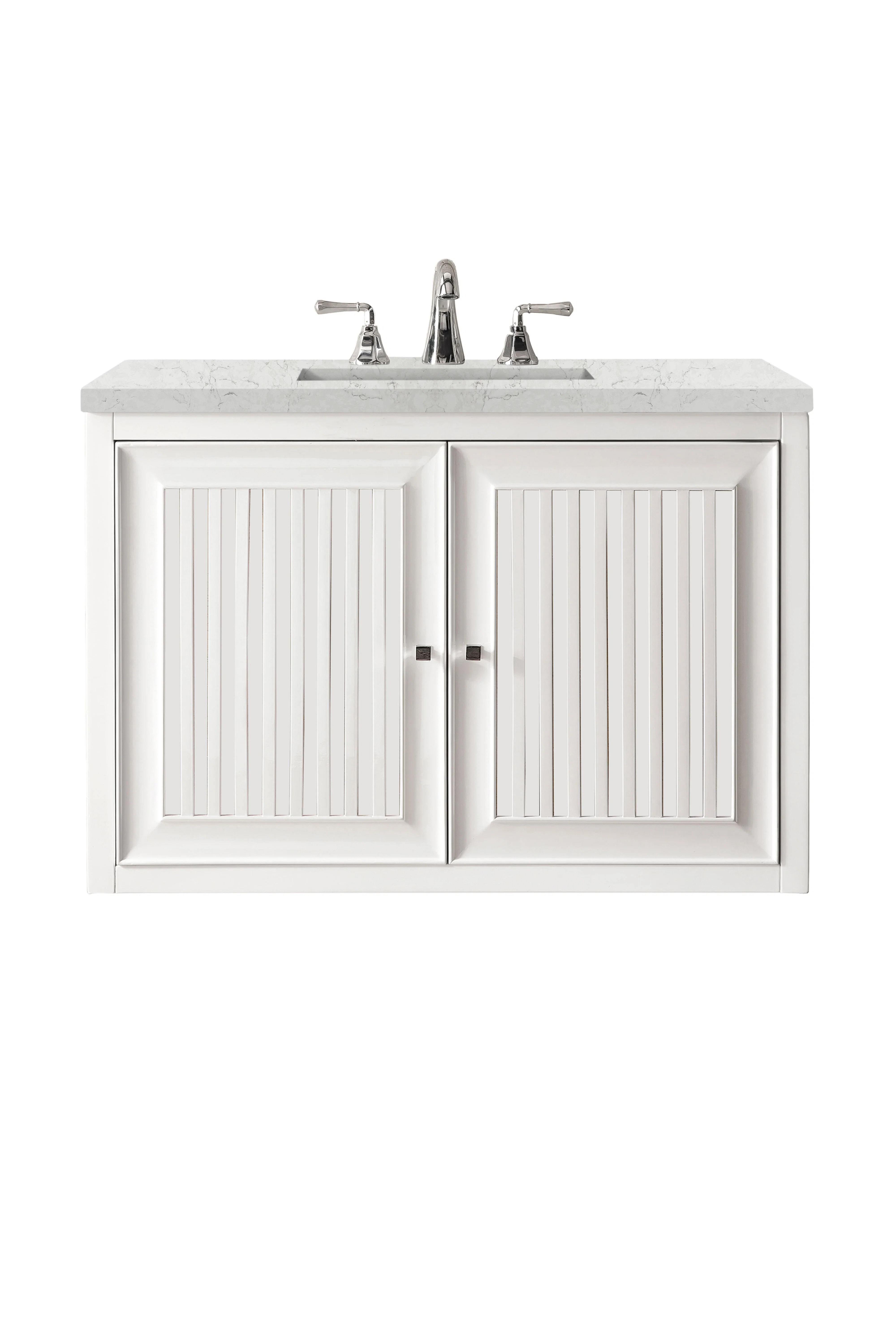Athens 30" Single Vanity, Glossy White w/ 3 CM Eternal Jasmine Pearl Silestone Top