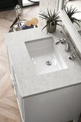 Athens 30" Single Vanity, Glossy White w/ 3 CM Eternal Jasmine Pearl Silestone Top