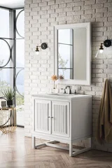 Athens 30" Single Vanity, Glossy White w/ 3 CM Eternal Jasmine Pearl Silestone Top