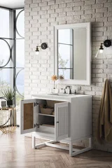 Athens 30" Single Vanity, Glossy White w/ 3 CM Eternal Jasmine Pearl Silestone Top