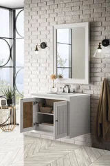 Athens 30" Single Vanity, Glossy White w/ 3 CM Eternal Jasmine Pearl Silestone Top