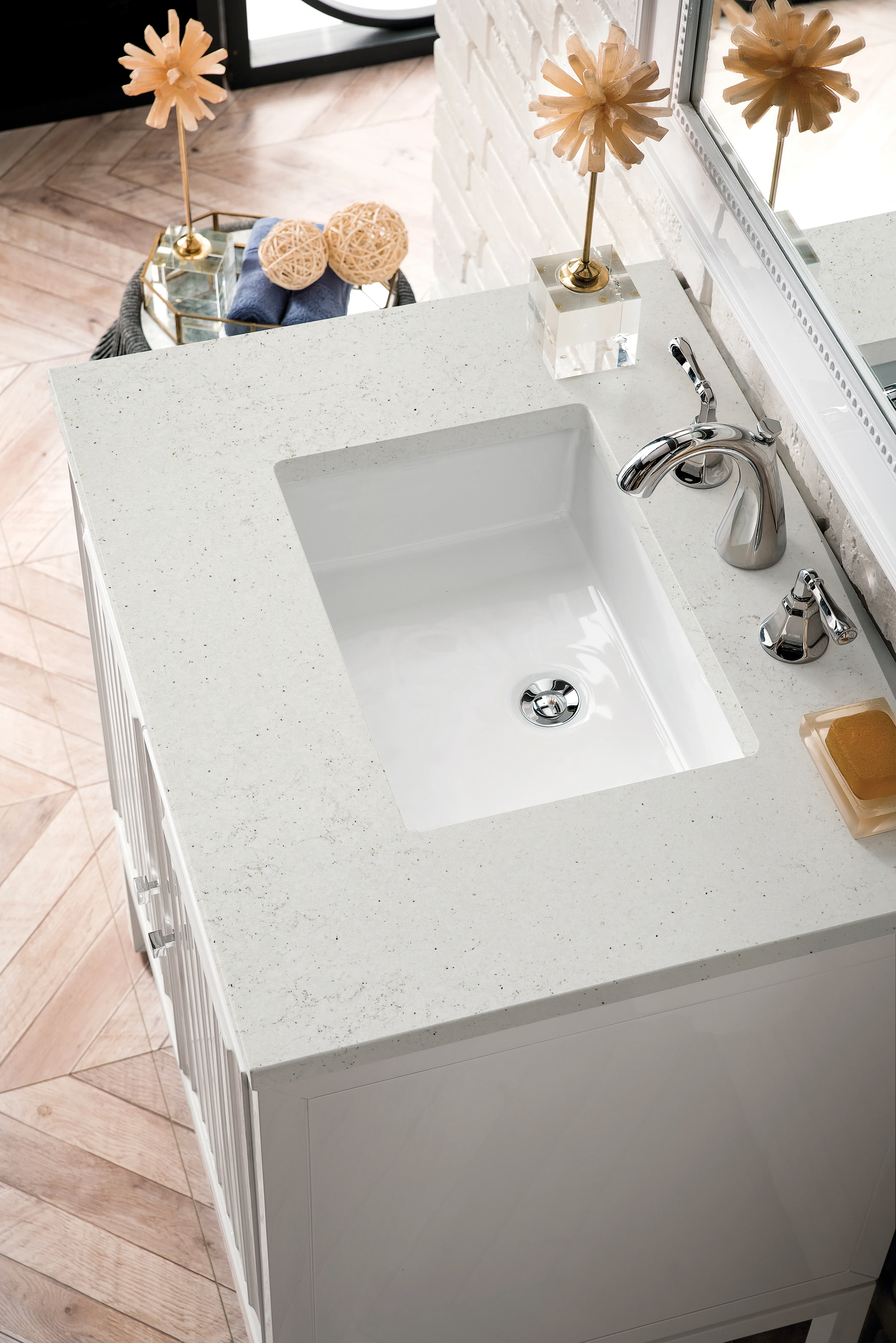 Athens 30" Single Vanity, Glossy White w/ 3 CM Lime Delight Silestone Top
