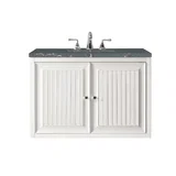 Athens 30" Single Vanity, Glossy White w/ 3 CM Parisien Bleu Silestone Top