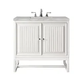Athens 30" Single Vanity, Glossy White w/ 3 CM Victorian Silver Silestone Top
