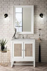 Athens 30" Single Vanity, Glossy White w/ 3 CM Victorian Silver Silestone Top
