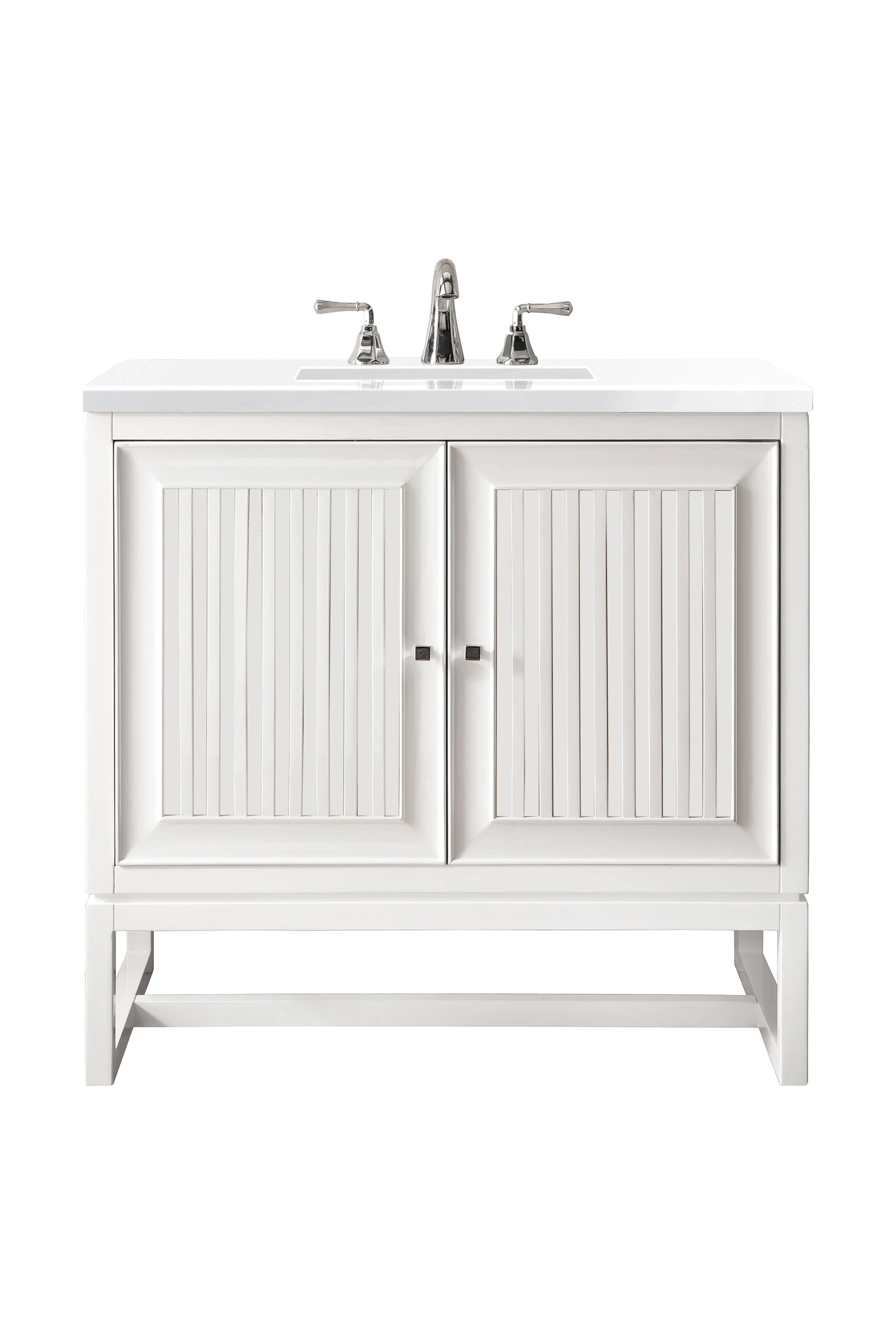 Athens 30" Single Vanity, Glossy White w/ 3 CM White Zeus Silestone Top