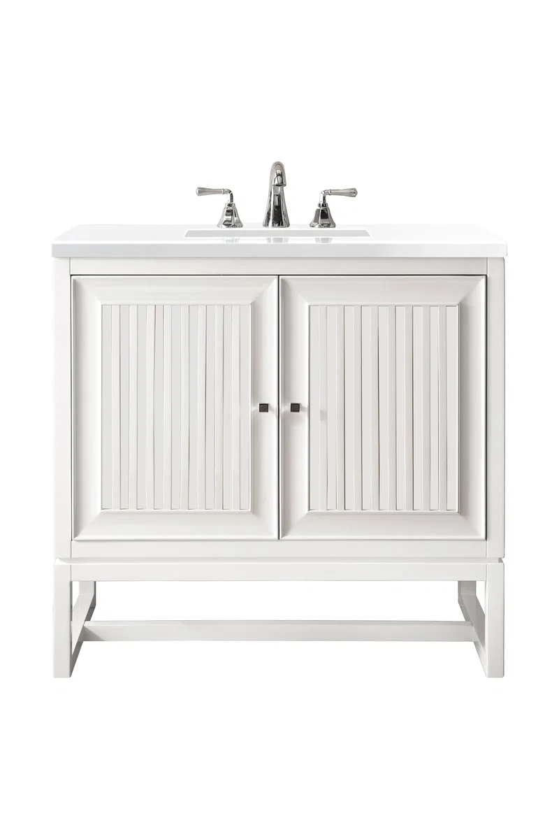 Athens 30" Single Vanity, Glossy White w/ 3 CM White Zeus Silestone Top