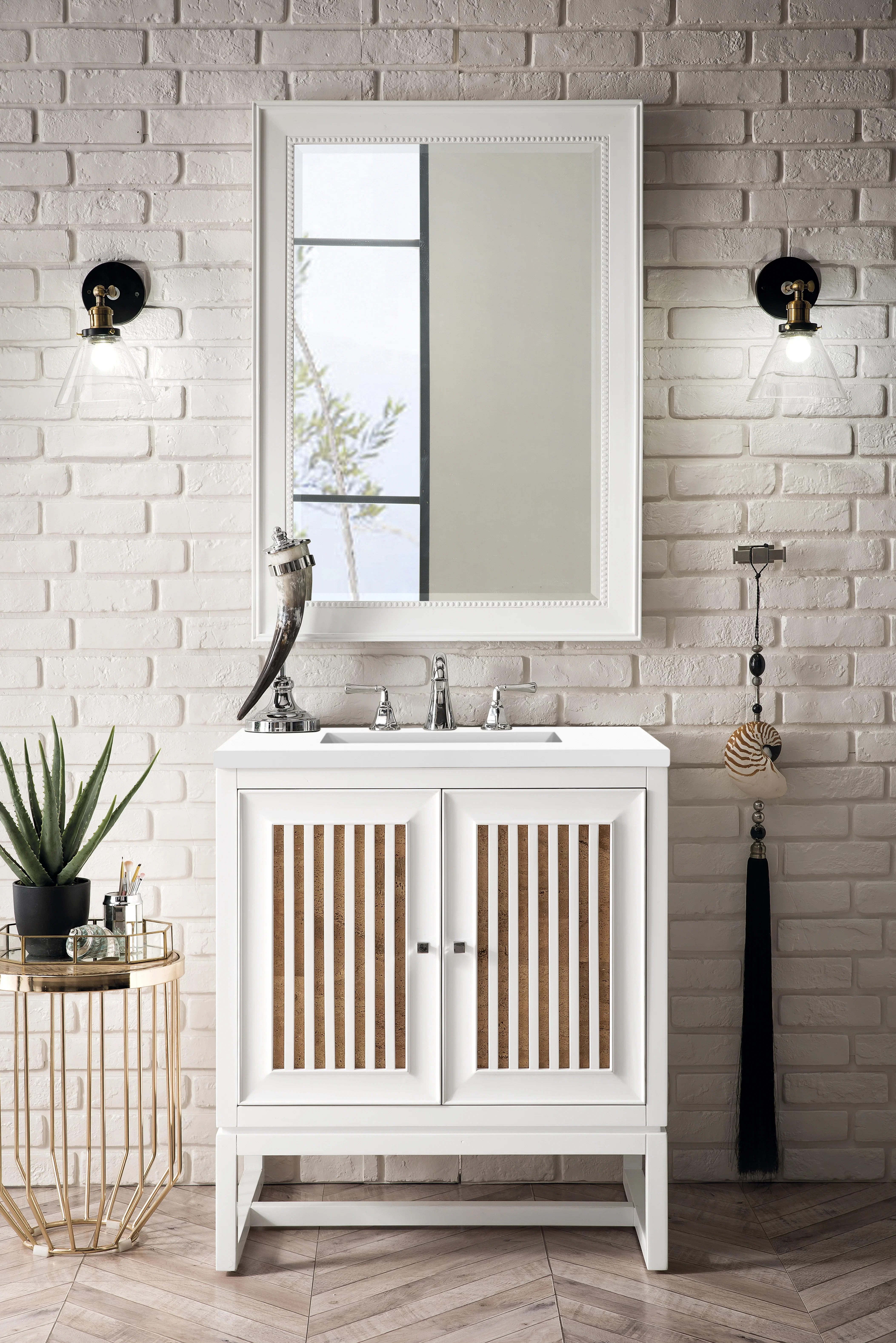 Athens 30" Single Vanity, Glossy White w/ 3 CM White Zeus Silestone Top