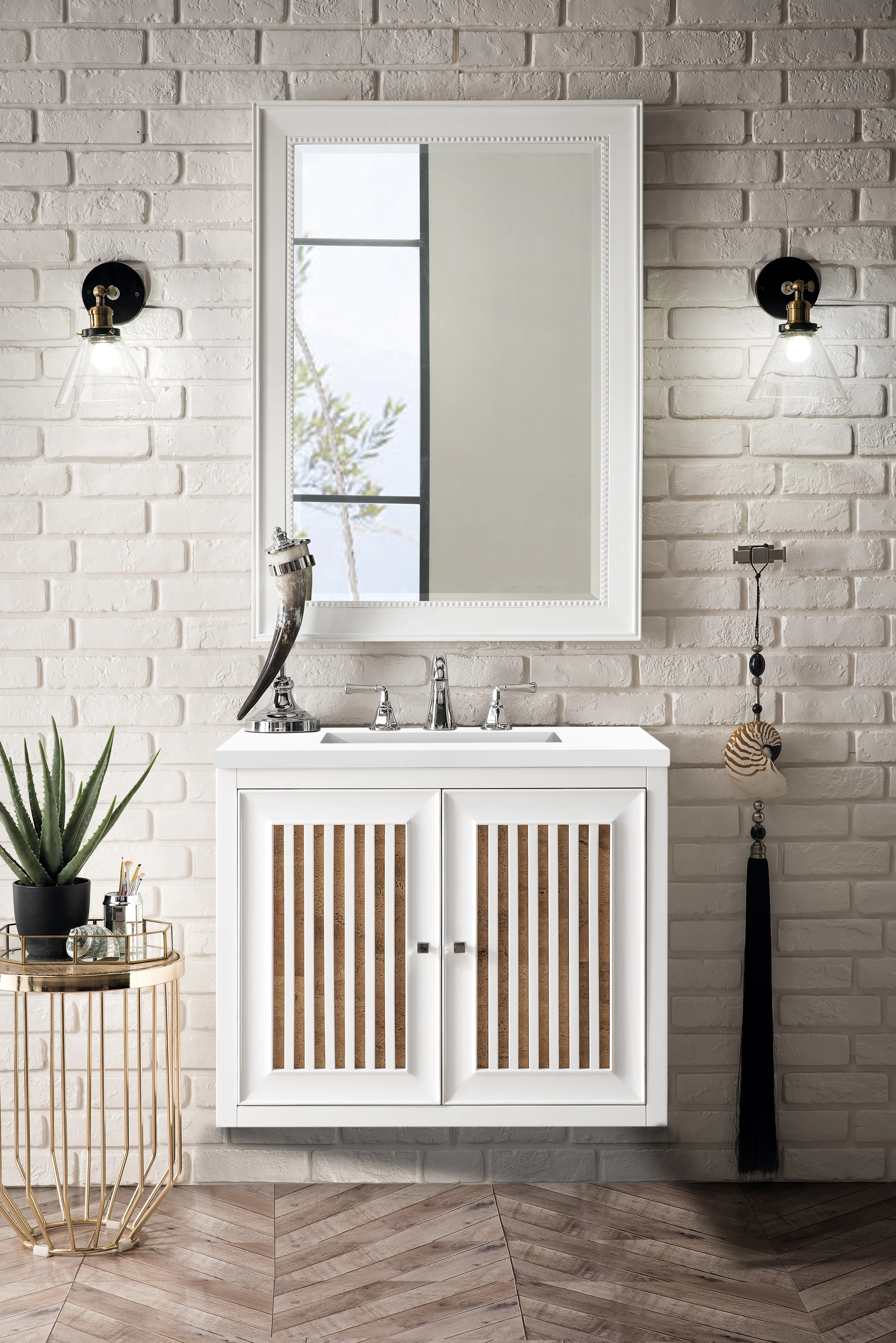 Athens 30" Single Vanity, Glossy White w/ 3 CM White Zeus Silestone Top