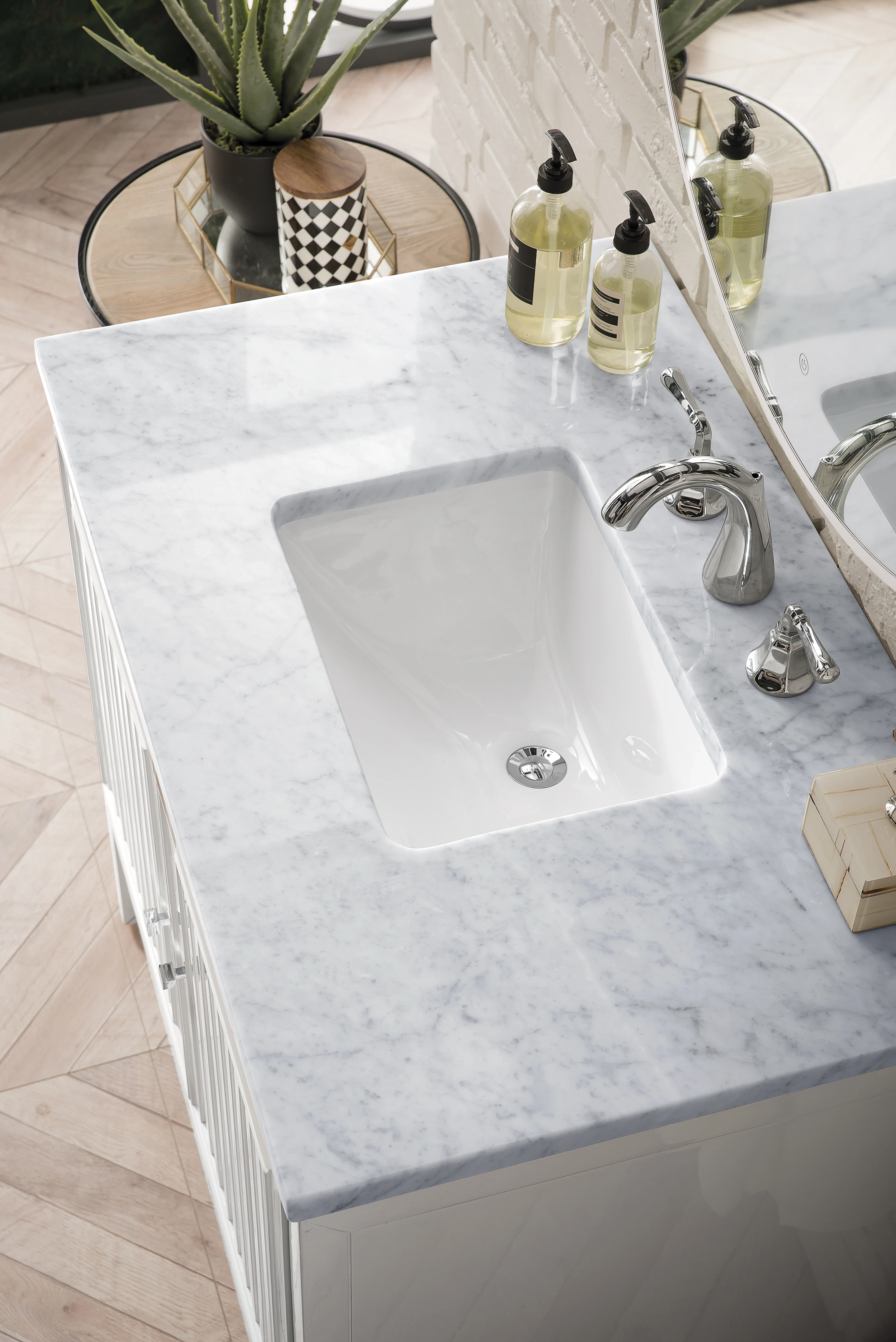 Athens 36" Single Vanity, Glossy White w/ 3 CM Carrara White Top