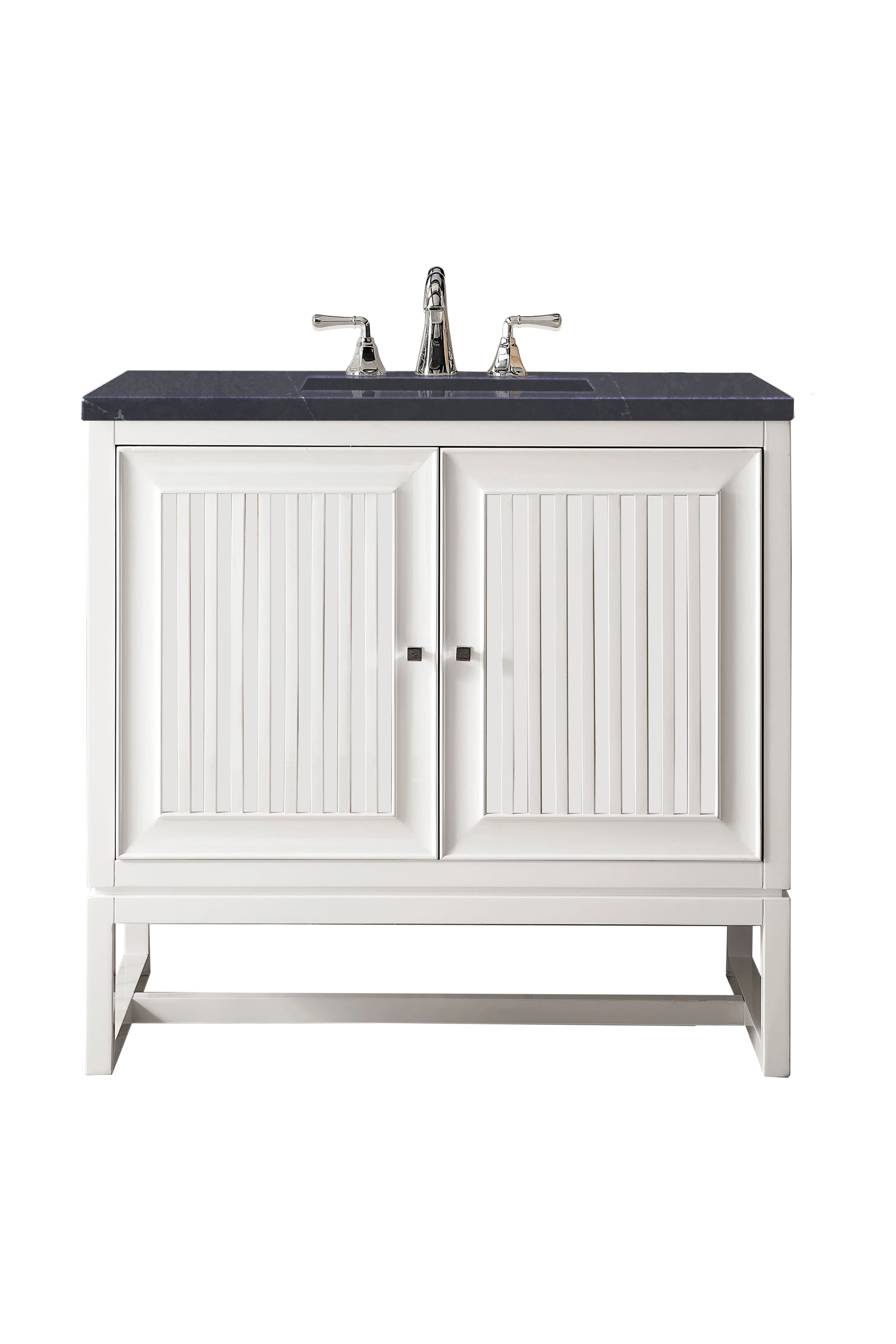Athens 36" Single Vanity, Glossy White w/ 3 CM Charcoal Soapstone Silestone Top