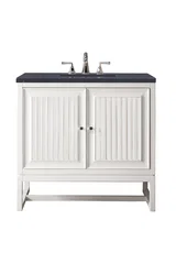 Athens 36" Single Vanity, Glossy White w/ 3 CM Charcoal Soapstone Silestone Top